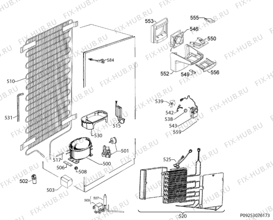 Взрыв-схема холодильника Ikea ISANDE 10377808 - Схема узла Cooling system 017